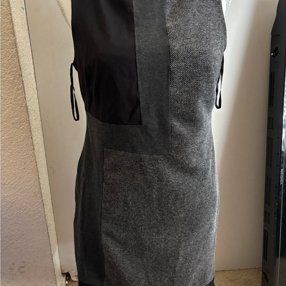 Sleeveless Asymmetrical Black and Gray Sheath Dress